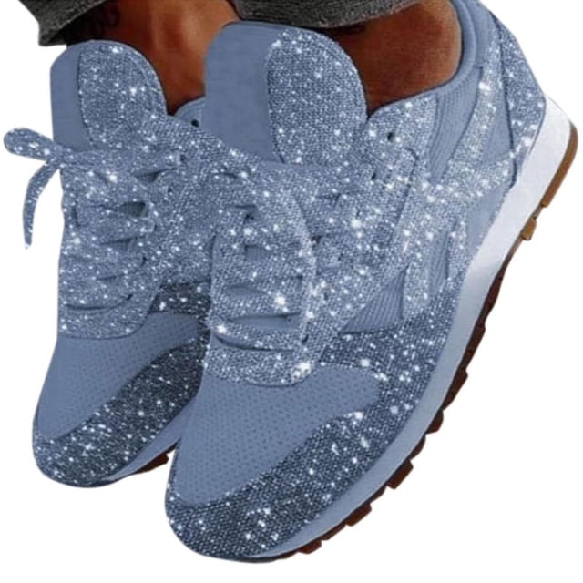Zapatillas deportivas brillantes para mujer Zapatillas deportivas con lentejuelas brillantes Zapatos deportivos con cordones
