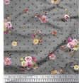 thumbnail image 1 of Soimoi Gray polyester Crepe Fabric Leaves,Small Circle & Floral Decor Fabric Printed BTY 42 Inch Wide, 1 of 3