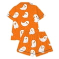 thumbnail image 5 of HEVRJEWJD Girls Halloween Print Short Sleeve Top With Shorts Pajamas Kids Button-Down Nightwear Loungewear Orange8 2-3 Years, 5 of 5