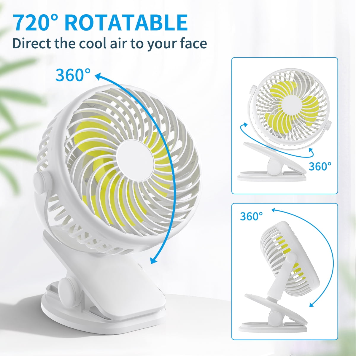 Cshidworld 3-Speed Strong Airflow & Low Noise Clip On USB Fan