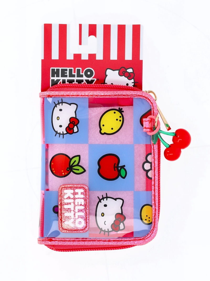 Sanrio Hello Kitty Women's Clear Checkered Wallet with Cherry