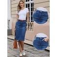 thumbnail image 2 of DARING DIVA Women's Split Back Pockets Knee Length Pencil Skirt Medium Blue, 2 of 6