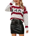 thumbnail image 3 of Suéter navideño para mujer de Rteyno, suéteres de manga larga con estampado de alces, suéteres de cuello redondo para otoño e invierno, 3 of 4