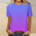 thumbnail image 1 of T-Shirt à Manches Courtes pour Femmes Seductiva Offres du Jour Liquidation T-Shirt à Manches Courtes pour Femmes Dégradé de Couleurs Mode Col Rond Décontracté, 1 of 5