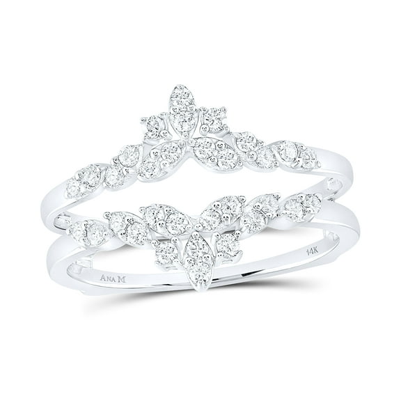 14K White Gold Womens Round Diamond Fashion Wrap Ring Guard Enhancer 1/3 Cttw, Womens Size: 5-10