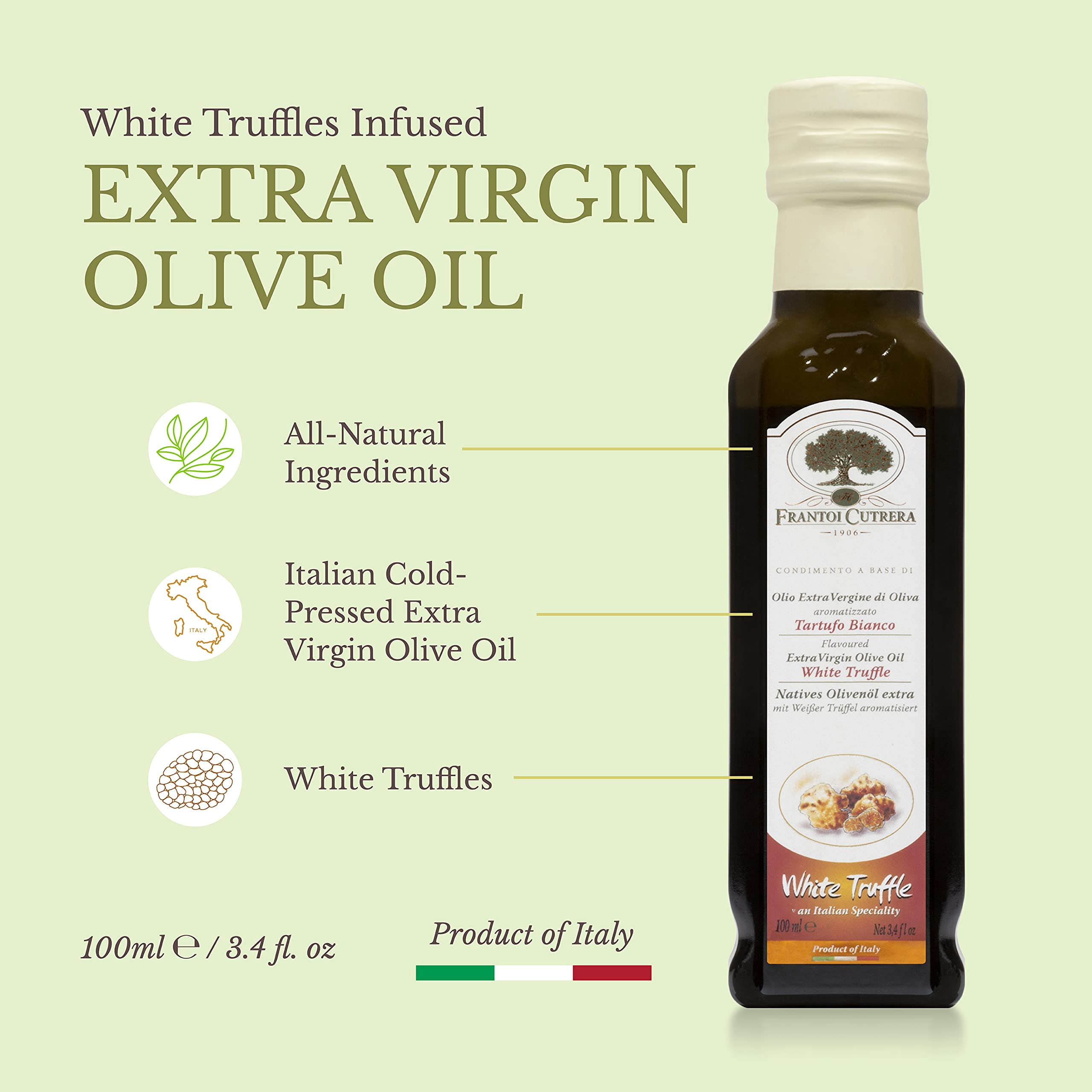 Mercato di Bellina White Truffle Oil for Dipping Bread and Cooking - Truffle Infused Olive Oil Made with Gourmet Italian Ingredients from Italy
