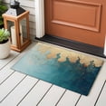 thumbnail image 5 of Abstract Teal Gold Area&nbsp;Rug 2x3ft Shinny Gold Gradient Geometric Lines Non-Slip&nbsp;Washable Square&nbsp;Rugs Soft Felt Indoor Floor Mat for Bedroom Kitchen Living Room Bathroom, 5 of 9