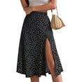 thumbnail image 3 of MAWCLOS Jupe Midi pour Femme Jupes Fendues Taille Haute Ample Plage Imprimé Floral Noir 2TG, 3 of 6