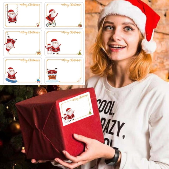 WHEANG Stickers 120pcs Christmas Labels Tags Stickers Self Adhesive Labels For Large Blank Christmas Name Tags For Santa