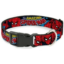 Marvel Comics Pet Collar, Dog Collar Plastic Buckle, Amazing Spider Man, 9.5 to 13 Inches 1.0 Inch Wide