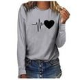 thumbnail image 2 of ICHUANYI Women's Printed Casual Loose Round Neck Long Sleeve T-shirt Tops Blouse, 2 of 4
