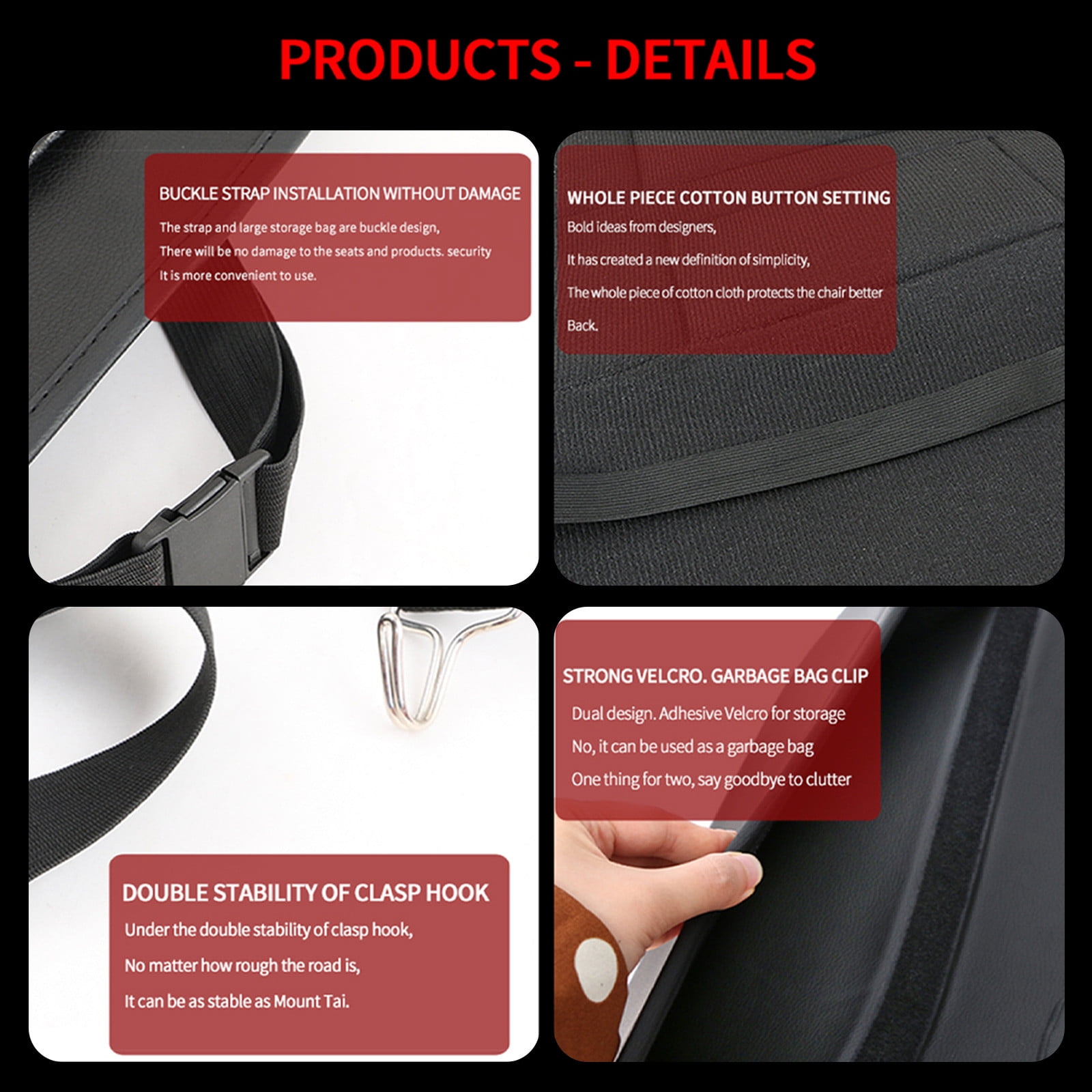 LSLJS Car Seat Organizers, PU Leather Backseat Protector with 5 Storage Pocket & Garbage Bag, Waterproof Car Rear Hanging Storage Shelf Back Seat Storage Bag Kick Mats Universal Interior Accessories