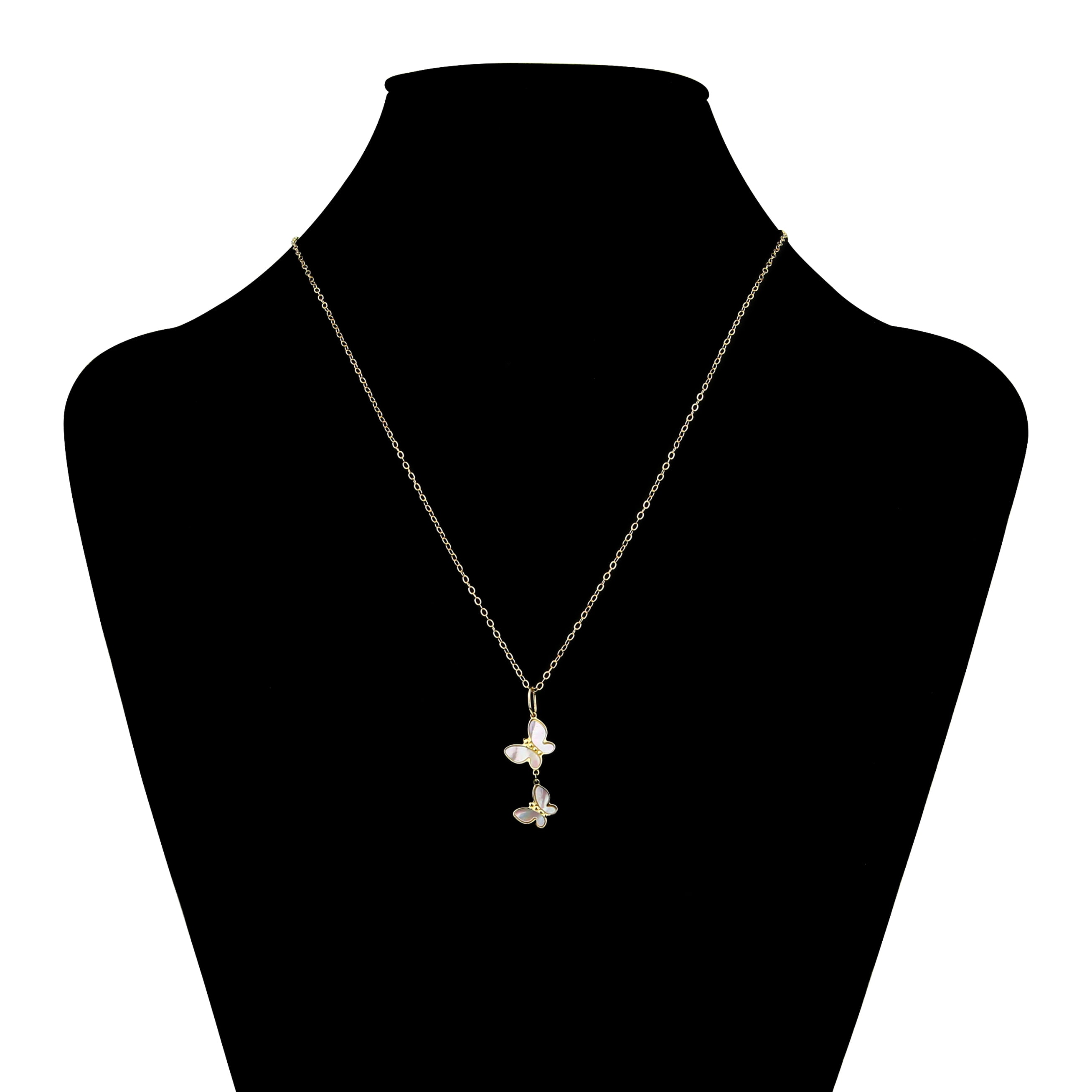 Brilliance Fine Jewelry 10KT Yellow Gold Mother of Pearl Butterfly Pendant with 18" Chain