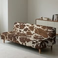 thumbnail image 6 of SCRAWLGOD Cow Print Splash Brown Armless Futon Cover, Comfortable Sofa Cover Stretch Couch Cover for Futon, Washable Couch Furniture Protector with Elastic Bottom for Pets, 6 of 7