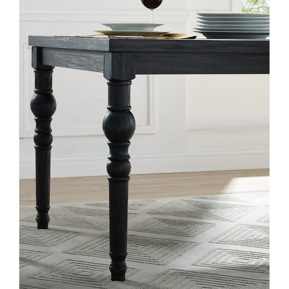 Miekor Furniture Urban Style Wood Dark Wash Turned-Leg Dining Set: Table and 6 Chairs B3A973