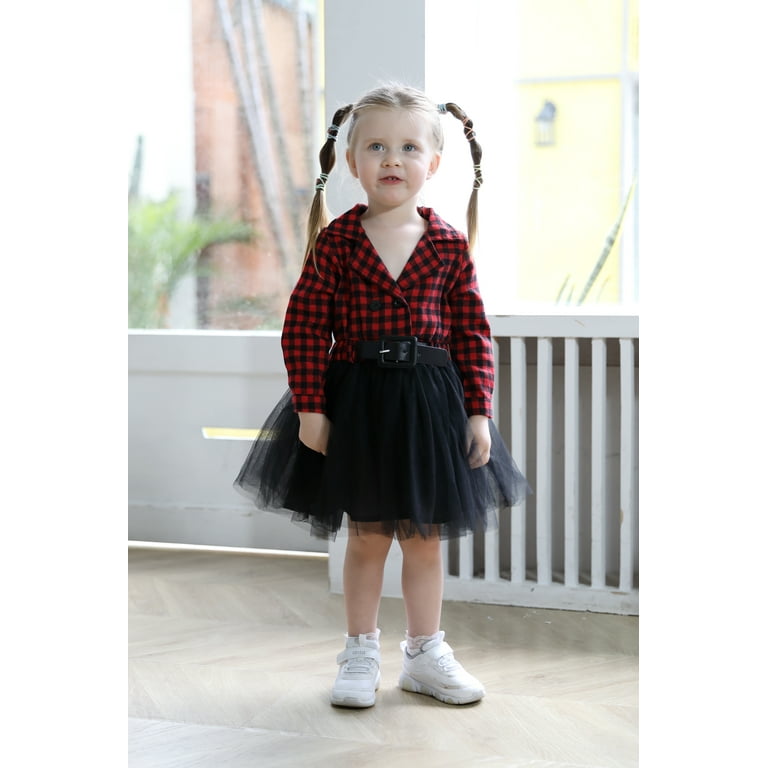 Toddler girl top buffalo plaid skirt