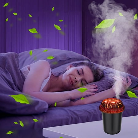 

Qnjujn Desk Cracked Colorful Lights Spherical Humidifier Cold Mist Humidifier Home Bedroom Office Plant Humidifier Colorful Night Function Black