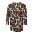thumbnail image 5 of Levmjia Womens Tops Vintage Boho Floral Printed 3/4 Sleeve T Shirt Loose Casual Round Neck Blouse Pullover Polyester Comfortable All Season, 5 of 7