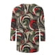 thumbnail image 5 of Xuyuer 3/4 Length Sleeve Womens Tops Round Neck Casual Summer Tunic Tops Basic Tees Blouses Dressy T-Shirts Pleated Shirts Blouses Spring Fashion Ethnic Graphic Crew Neck Tunic T Shirts, 5 of 7