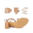 thumbnail image 2 of BLISSFUL STEP Strappy Lace Up Open Toe Block Heel Sandals for Women Nude 9.5, 2 of 6