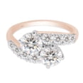 thumbnail image 3 of 2 Carat Center 6MM Round Cut Lab Created Moissanite Diamond Two Stone Bypass Engagement Ring For Women In 14K Rose Gold Over Sterling Silver (G-H Color, VVS1 Clarity, 2 Cttw)-9, 3 of 7