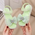 thumbnail image 4 of HGIEYS Toddler Girls Pearl Bear Bow Princess Sandals Open Toe Soft Flat Soled Sandals Summer Fashion Shoes 4-5 Years, 4 of 5