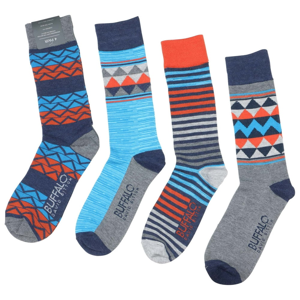Buffalo Jeans Buffalo David Bitton Men's Graphic Crew Socks 4 Pk