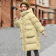 thumbnail image 3 of Efsteb Kids Girls Long Hooded Puffer Jacket Zipper Quilted Thick Padded Down Coat Windproof Warm Outwear (Yellow,9-10 Years), 3 of 7
