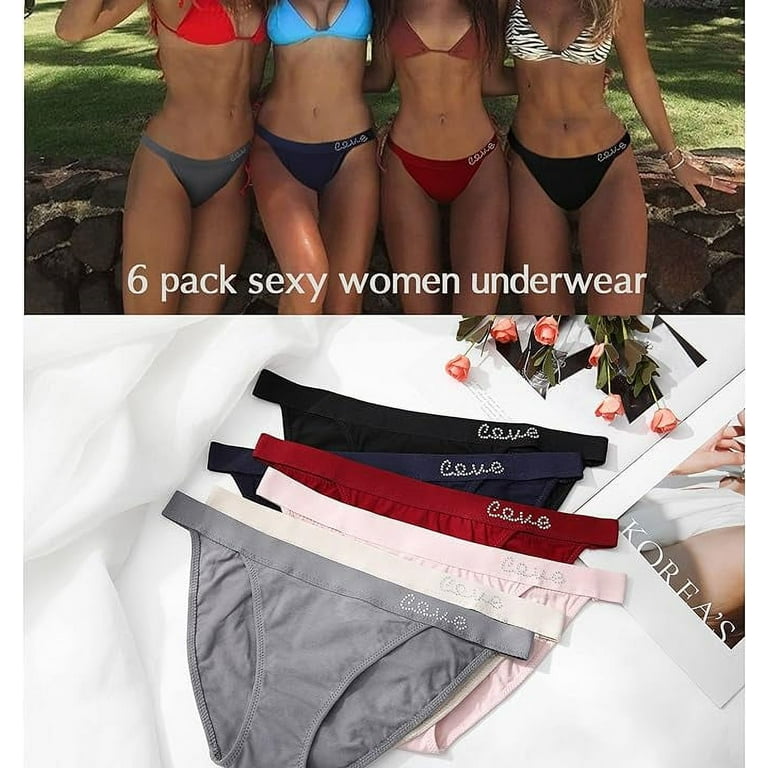 10 Pack Womens Cotton Underwear Sexy Stretch Bikini Panties Low Rise Hipster  Ladies Soft V-waist Cheeky S-xl