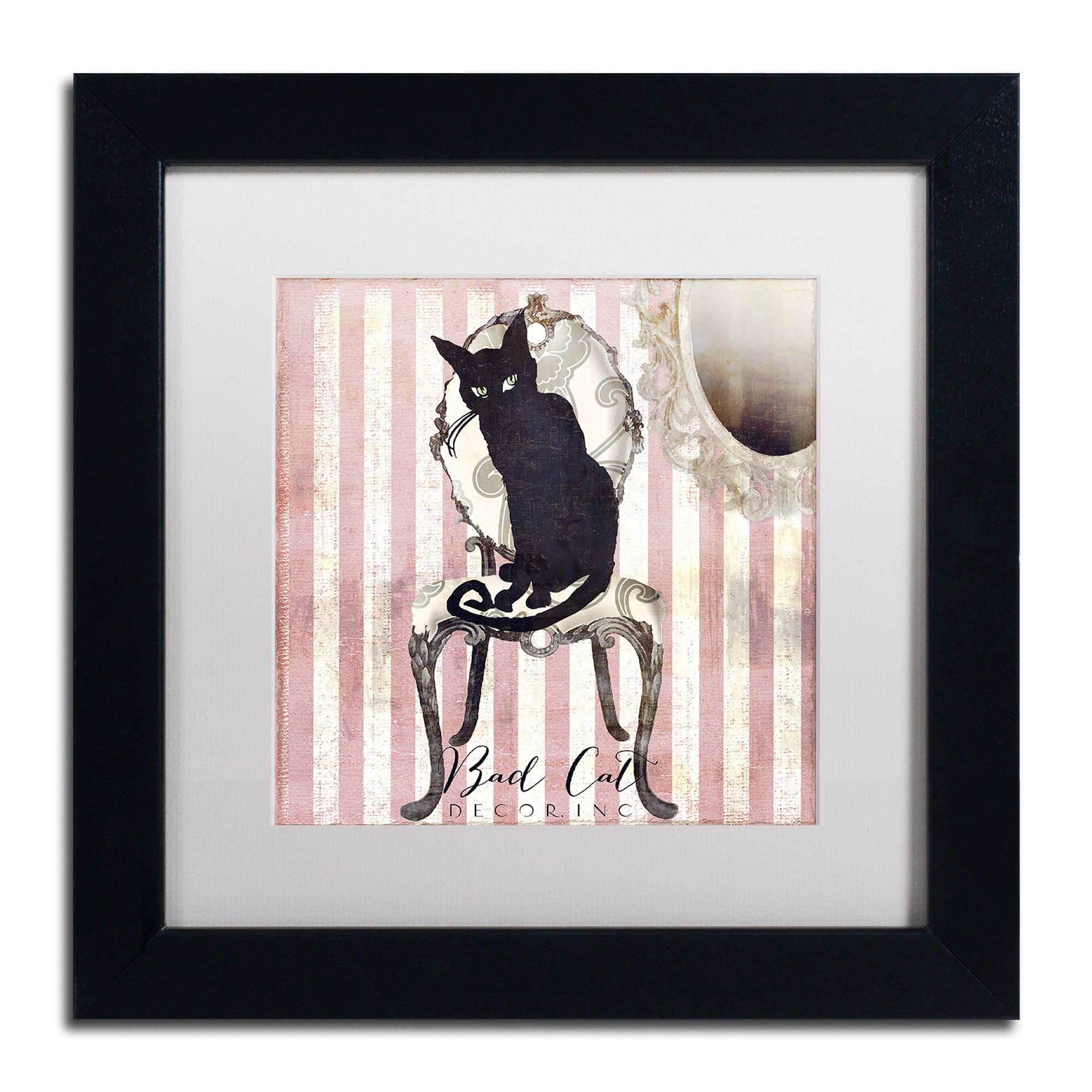 Trademark Fine Art "Bad Cat I" Canvas Art by Color Bakery White Matte, Black Frame