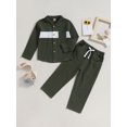 thumbnail image 2 of Bagilaanoe 2pcs Little Boy Long Pants Set Contrast Color Long Sleeve Shirt Tops + Trousers 3T 4T 5T 6T 7T Kids Casual Outfits, 2 of 8