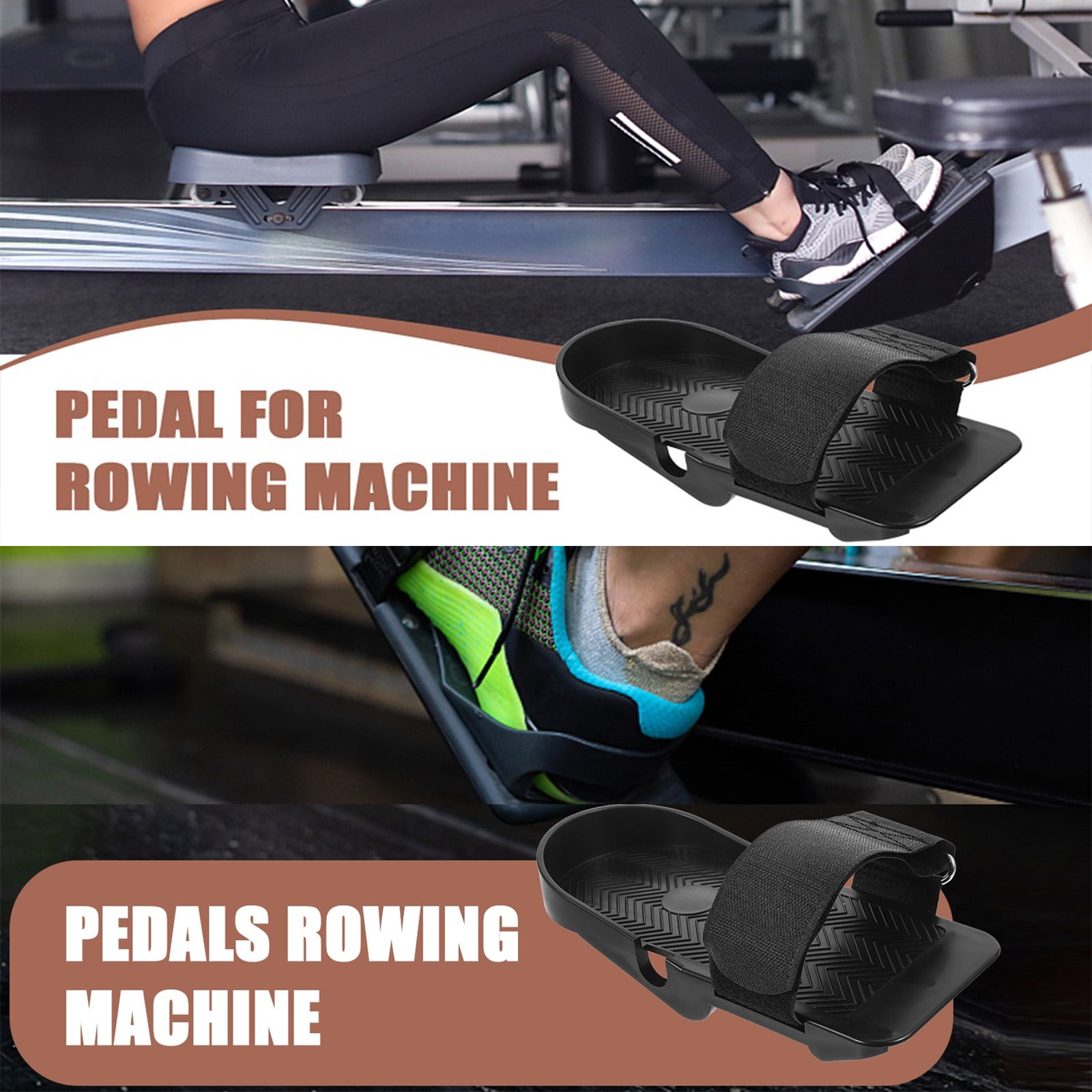 RUISINERY Rowing Machine Foot Pedals Light Weight Fitness Equipment Pedals Nonslip Flat Pedals for Workout Gym Sports Enduring