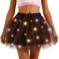 thumbnail image 2 of Hpapadks High Waisted Skirts for Women Led Light Up Tutu Skirt Glowing Fairy Angel Mesh Rave Party Costume Brown One Size, 2 of 4