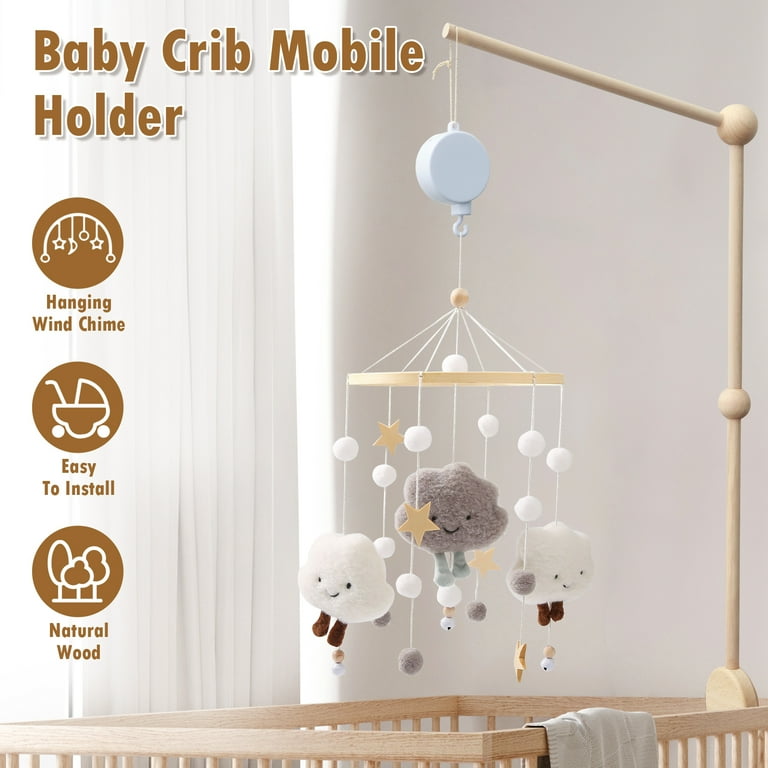 Jokapy Wooden Baby Crib Mobile with Music and Rotating Hanging