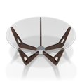 thumbnail image 2 of Furniture of America Fescue Contemporary Glass Round Coffee Table in Walnut, 2 of 6