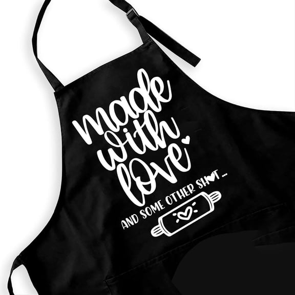 Funny Aprons Black Kitchen Chef Apron, 2 Pockets Adjustable Neck Strap, for Cooking Baking BBQ Birthday Gifts