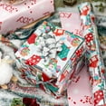 thumbnail image 6 of Christmas Reversible Wrapping Paper Roll - Silver Metallic Foil Shine Sock, Elfin & Pink Candy Cane Design for Christmas, New Year Celebration - Mini Roll - 17 Inch x 33 Feet, 6 of 15