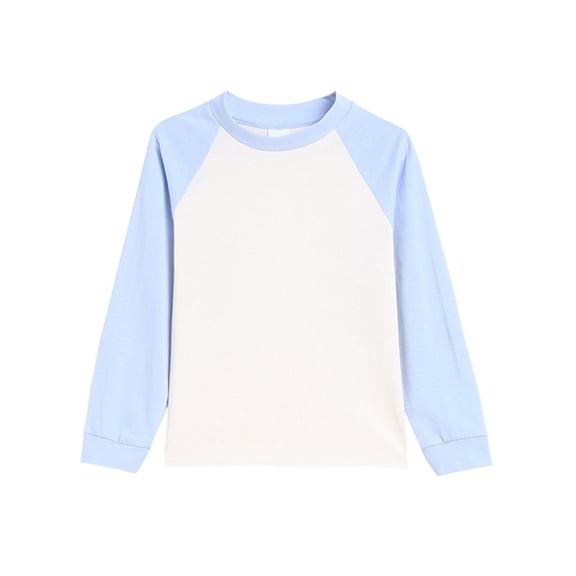 Ohufall Toddler Boys Girls Long Sleeve Cotton Shirts 1-15 Years, Cute Color Blocking Casual Pullover Bottom Tops Autumn Winter Kids Loose Comfy Crew Neck Blouses