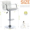 thumbnail image 5 of CQAOE Modern PU Leather Square Bar Stools, Adjustable Swivel Barstools with Back and Arms, Airlift Counter Height Chairs for Kitchen Dining Pub Cafe Set of 2 (Pearl White), 5 of 10