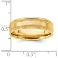 thumbnail image 4 of 14k Yellow Gold 6.2mm Lightweight Comfort Fit Brushed Satin/Polished Milgrain Grooved Edge Wedding Band Size 13.5 - Ring Size 13.5-5.7gm, 4 of 7