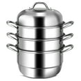 thumbnail image 1 of Costway 3 Tier 11 Inch Stainless Steel Steamer Set Cookware Pot Saucepot Double Boiler, 1 of 10