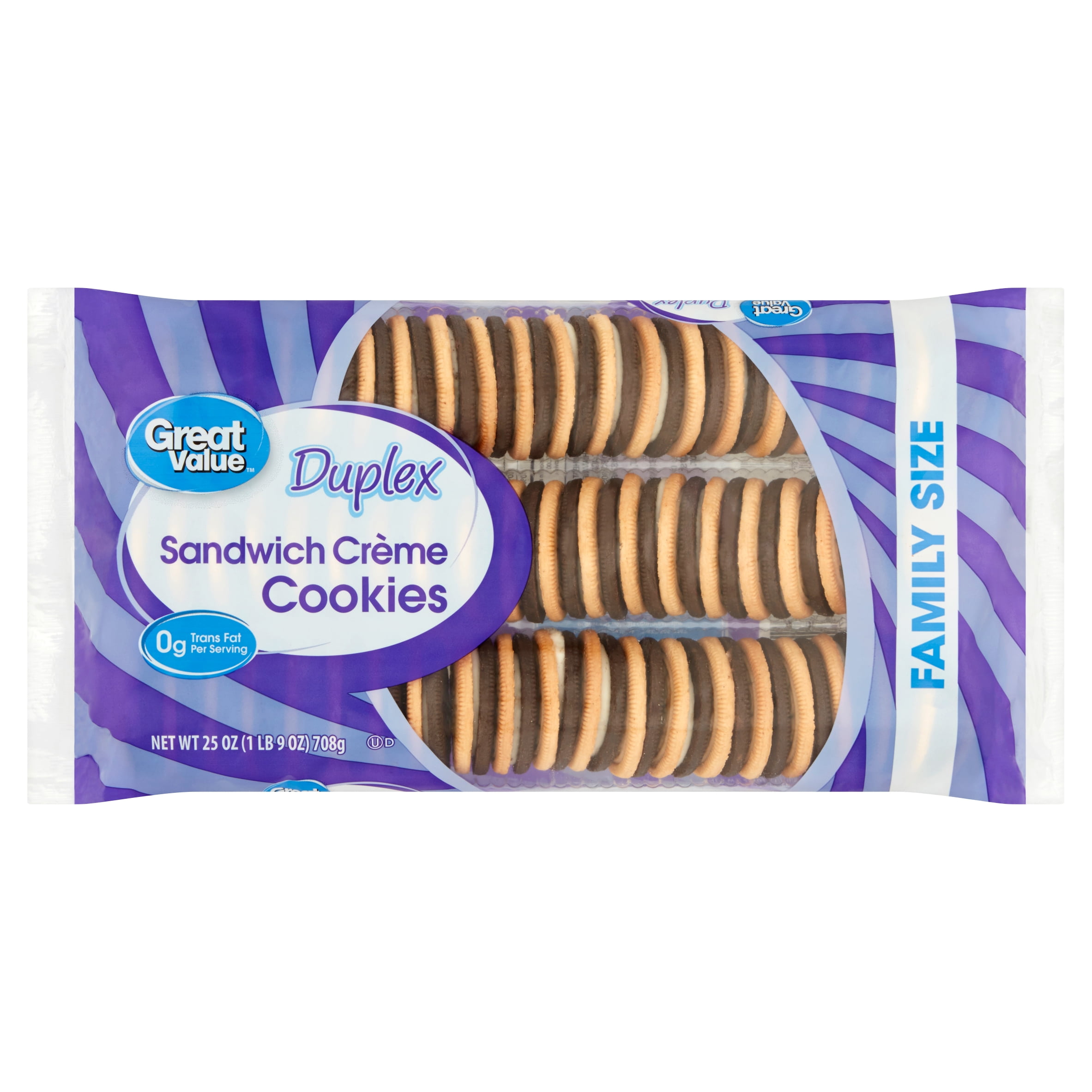 Great Value Duplex Sandwich Creme Cookies Family Size, 25 Oz