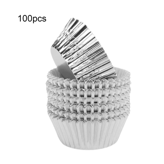 100 Pcs Aluminum Foil Cupcake Liners | Thickened Foil Cups for Baking Cakes, Muffins & Desserts | Oven-Safe & Disposable for Party & Holiday Baking in 2026
