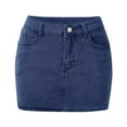thumbnail image 3 of Women’s Bodycon Denim Short Mini Skirts High Waist Casual Washed Stretchy Jean Skirts with Pockets Polyester Material, 3 of 4