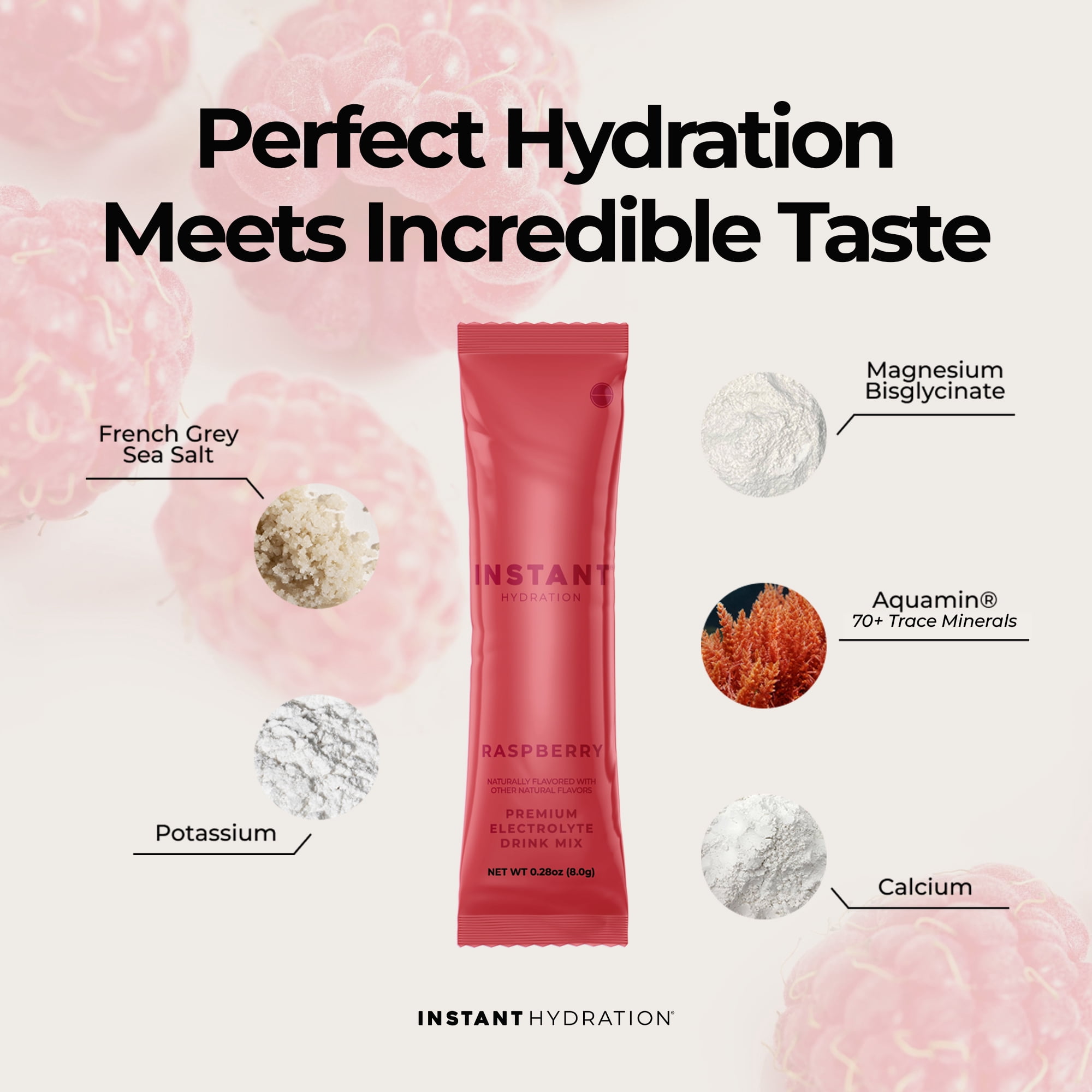 (2 pack) Instant Hydration Sugar Free Electrolyte Powder, Raspberry, 6 Sticks