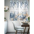thumbnail image 4 of Blue Eucalyptus Coastal Sheer Curtains 63 Inch Length 2 Panels Set Window Treatments, Beach Starfish Shell Nautical Retro Rod Pocket Semi Curtains for Living Room/Bedroom/Kitchen Décor, 104"W x 63"L, 4 of 7