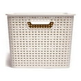 Homz Plastic Wicker Storage Boxes with Lid, Large