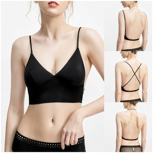 Gibobby Brasier sin varillas para mujer Sujetador de espalda para mujer Sujetador sin espalda en forma de U de Bralette sin costuras para dormi Beige