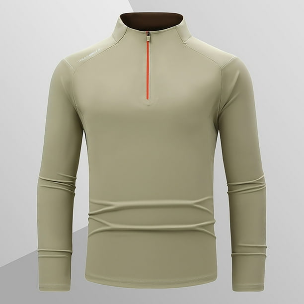pstuiky Camisas suaves de manga larga para hombre, Blusa informal y moderna de manga larga con cremallera para hombre Tops de hombre xxl