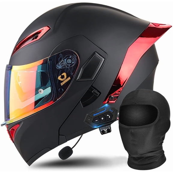 Bluetooth Modular Motorcycle Helmet DOT/ECE Approved Full Face Flip Up Anti-Fog Dual Visor Built-in Speaker Mic for Adult Men Women